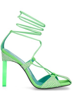 Krištáľové sandále The Attico zelená