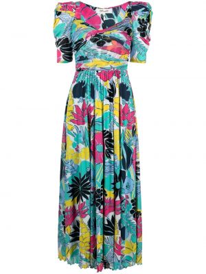 Mini haljina s cvjetnim printom s printom Dvf Diane Von Furstenberg plava