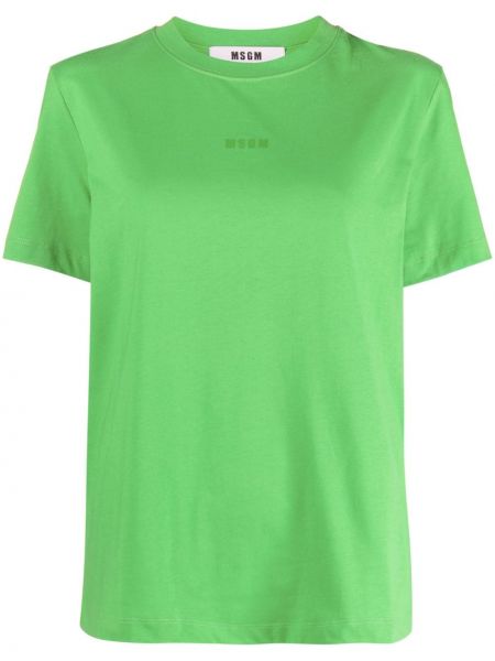 Zelené bavlněné tričko s potiskem Msgm