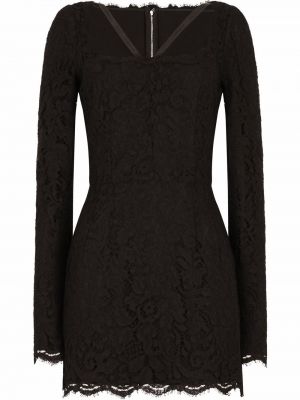 Mini obleka s čipko Dolce & Gabbana črna