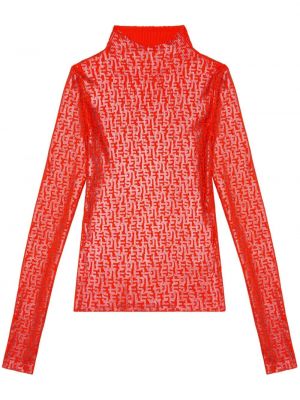 Жакардов пуловер Diesel червено