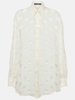 Прозрачна копринена риза Dolce&gabbana бяло