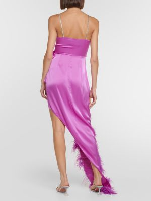 Asymmetrisches maxikleid mit federn David Koma pink