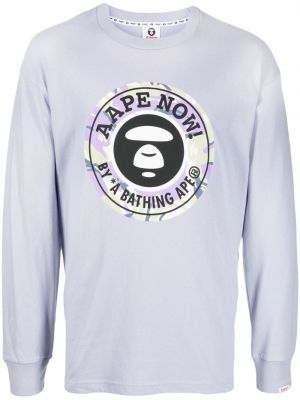 Koszulka bawełniana z nadrukiem Aape By A Bathing Ape fioletowa