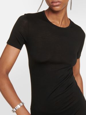 Koszulka wełniana z dżerseju Saint Laurent czarna