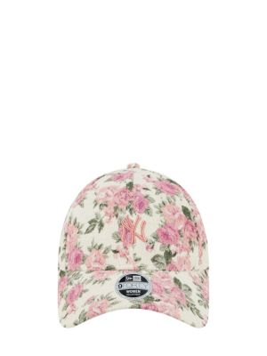 Cappello con visiera a fiori con stampa New Era rosa