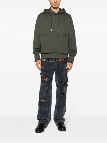 Kokvilnas kapučdžemperis ar izšuvumiem Givenchy zaļš