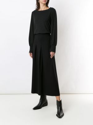 Falda larga plisada Alcaçuz negro