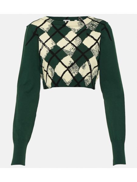 Argyle kariran bombažni pulover Burberry zelena