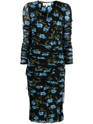 Миди рокля на цветя с принт Dvf Diane Von Furstenberg черно