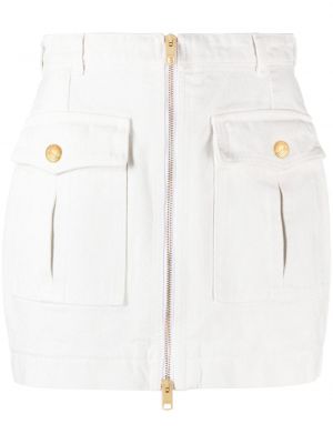 Pamučna mini suknja s patentnim zatvaračem Bally bijela