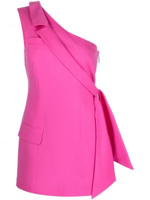 Sukienka koktajlowa asymetryczna drapowana Msgm różowa