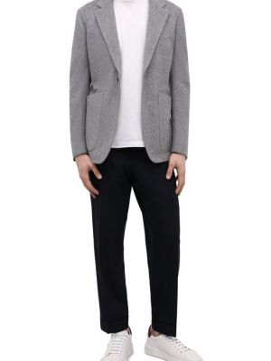 Кашемировый шерстяной пиджак Zegna Couture серый