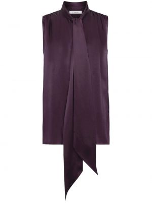 Bluză cu funde din satin de mătase Frame violet