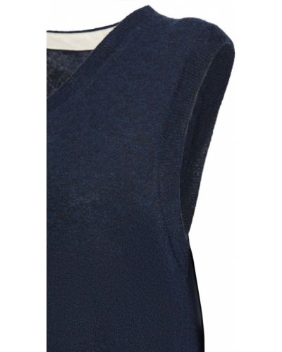 Oversized vlnená vesta Maison Margiela modrá