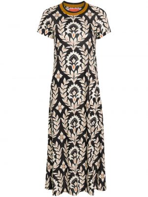 Pamučna maksi haljina s cvjetnim printom s printom La Doublej crna