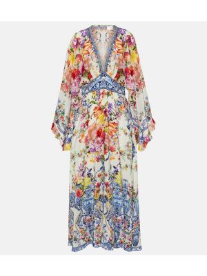 Kvetinové hodvábne dlouhé šaty Camilla
