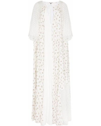 Rochie lunga cu dungi cu model floral din dantelă Masterpeace alb