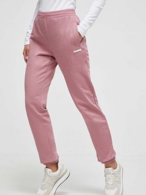 Spodnie sportowe bawełniane Hummel różowe
