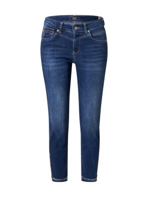 Džínsy s vysokým pásom na zips skinny fit Mac - tmavo modrá