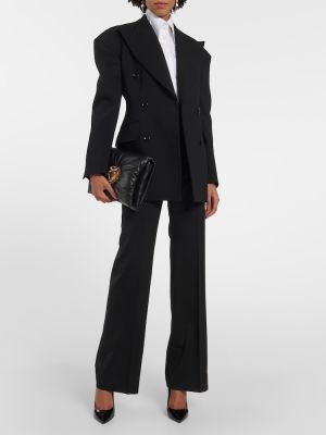 Vlněné kalhoty s vysokým pasem relaxed fit Dolce&gabbana černé