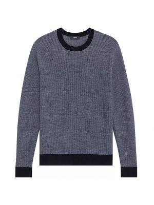 Шерстяной свитер из шерсти мериноса с круглым вырезом Theory серый