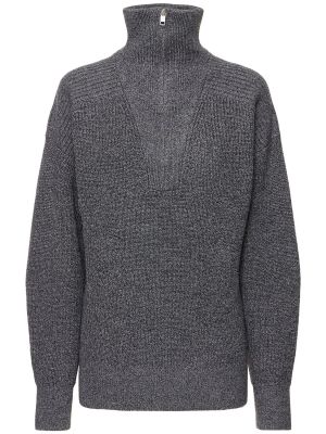 Polo di lana in lana merino in maglia Marant étoile grigio