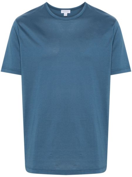 Bombažna majica Sunspel modra