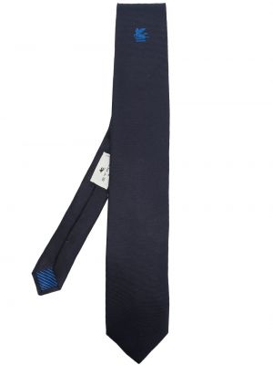 Selyem hímzett nyakkendő Etro kék