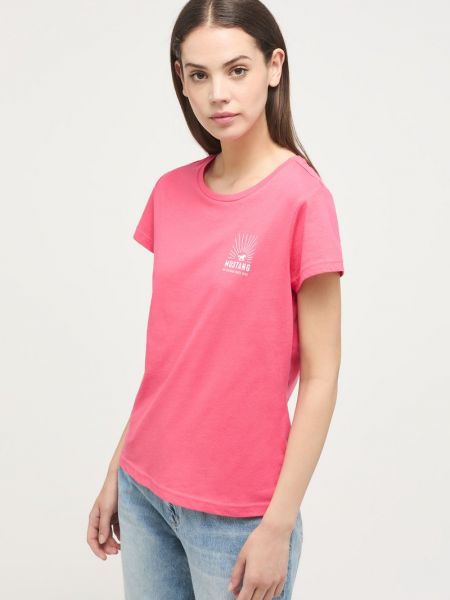 Koszulka z nadrukiem Mustang różowa
