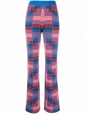 Pantalon en tricot à imprimé à motif géométrique Rabanne bleu
