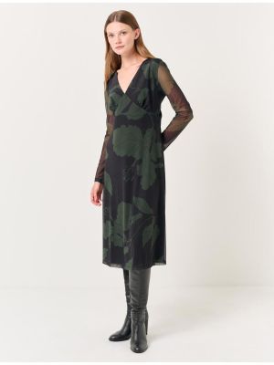 Μακρυμάνικη φλοράλ μίντι φόρεμα με λαιμόκοψη v Jimmy Key μαύρο