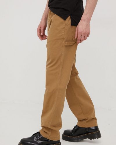 Jednobarevné bavlněné kalhoty Superdry hnědé