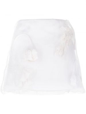 Jedwabna mini spódniczka w kwiatki Prada biała