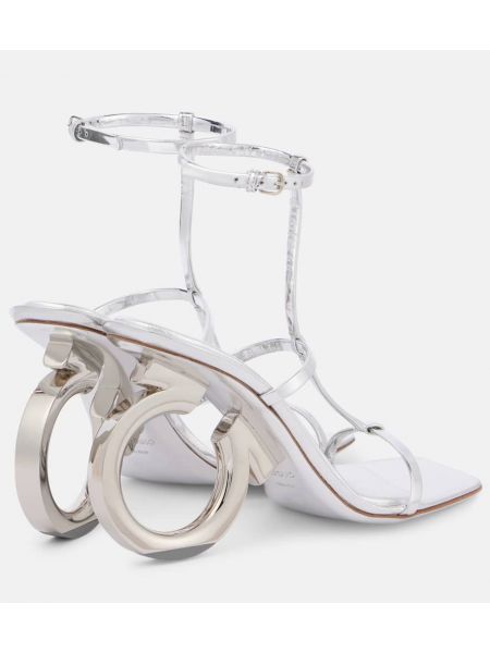 Sandale din piele Ferragamo argintiu