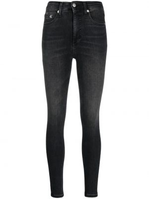Skinny fit kavbojke z visokim pasom Calvin Klein Jeans črna