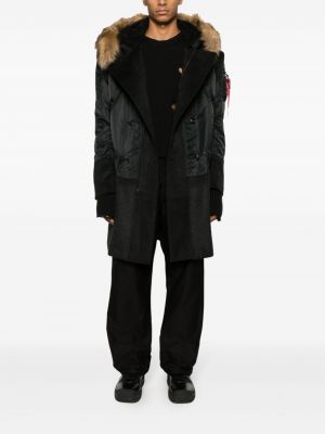 Veltinio paltas su gobtuvu Junya Watanabe juoda