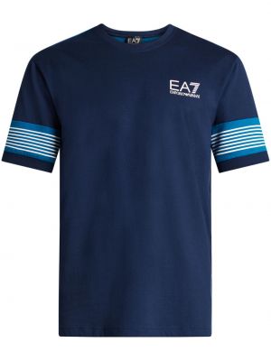 Kokvilnas t-krekls ar apdruku Ea7 Emporio Armani zils
