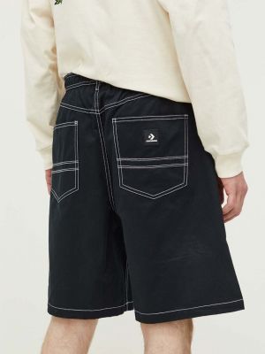 Pantaloni din bumbac Converse negru