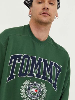 Bluza bawełniana Tommy Jeans zielona