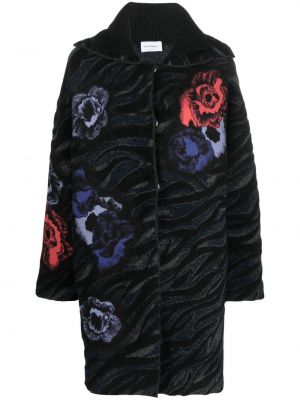 Pletený kvetinový kabát Salvatore Ferragamo čierna