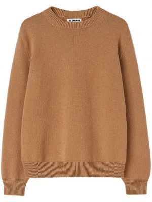 Kašmírový sveter s okrúhlym výstrihom Jil Sander hnedá