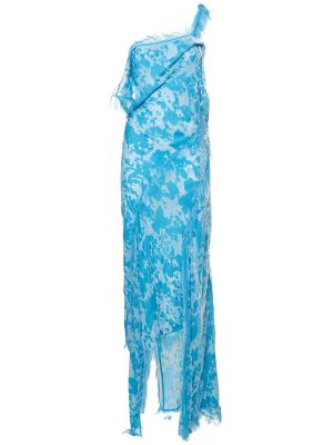 Asymetrické dlouhé šaty so strapcami Acne Studios modrá