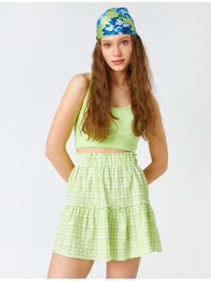 Клетчатая юбка мини с рюшами Koton зеленая