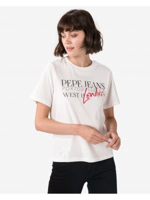 Джинсова футболка Pepe Jeans, біла