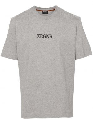 Pamučna majica s printom Zegna siva