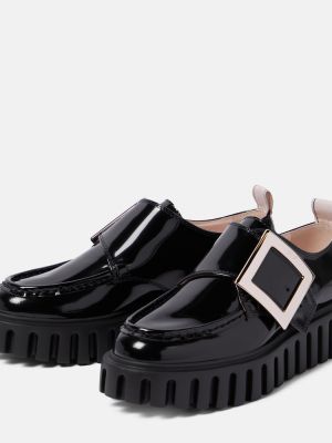 Lakirane usnjene brogue čevlji s platformo Roger Vivier črna