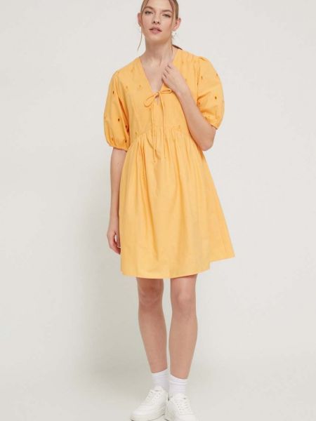 Sukienka mini bawełniana Desigual pomarańczowa