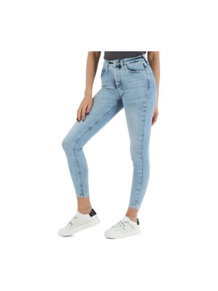 Jeansy skinny z wysoką talią Calvin Klein Jeans niebieskie