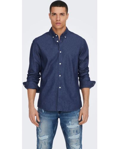 Camicia jeans Only & Sons blu